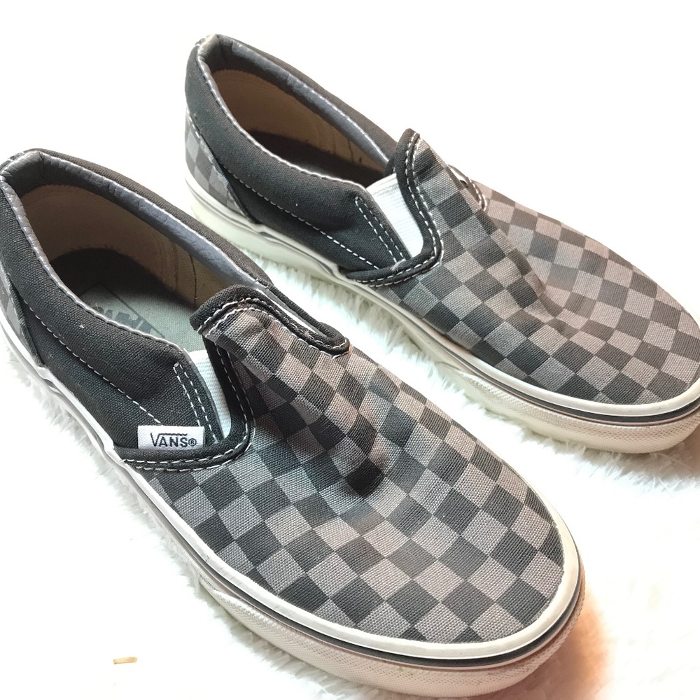 Vans Off The Wall Checkerboard Classic Slip-on Black GrayTrue White Worn Once!